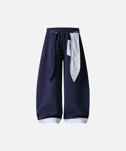 DAXUEN Navy wide-leg sweatpants with embroidered graphics