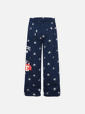 DAXUEN Navy blue wide-leg sweatpants with star and skyline graphics