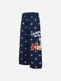 DAXUEN Navy blue wide-leg sweatpants with star and skyline graphics