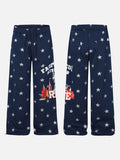 DAXUEN Navy blue wide-leg sweatpants with star and skyline graphics