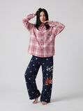 DAXUEN Navy Wide-Leg Sweatpants with Skyline Graphic | DAXUEN — model photo