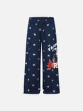 DAXUEN Navy blue wide-leg sweatpants with star and skyline graphics