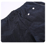 DAXUEN dark navy wide-leg trousers with gold stripes