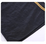 DAXUEN dark navy wide-leg trousers with gold stripes