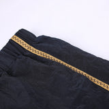 DAXUEN navy wide-leg trousers with zig-zag stripe