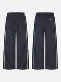 DAXUEN navy wide-leg trousers with zig-zag stripe