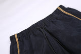 DAXUEN navy wide-leg trousers with zig-zag stripe