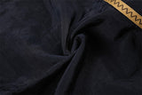 DAXUEN navy wide-leg trousers with zig-zag stripe
