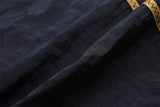 DAXUEN navy wide-leg trousers with zig-zag stripe