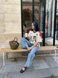 DAXUEN Relaxed-fit short-sleeved graphic tee with anime design — model photo