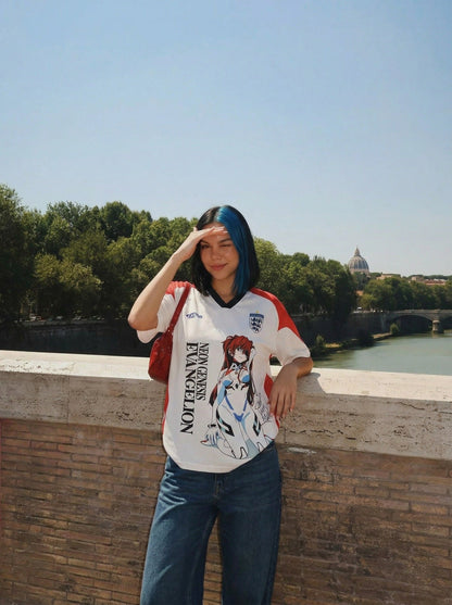 DAXUEN Relaxed-fit short-sleeved graphic tee with anime design — model photo