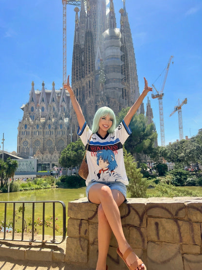 DAXUEN Short-sleeve jersey T-shirt with anime graphic — model photo
