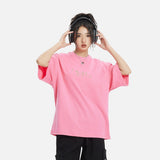 DAXUEN bright pink and charcoal grey neon green digital clock graphic t-shirt