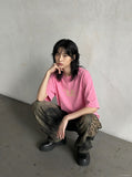 DAXUEN bright pink and charcoal grey neon green digital clock graphic t-shirt — model photo