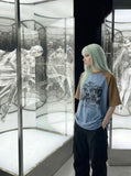 DAXUEN Oversized raglan sleeve t-shirt with graphic print — model photo