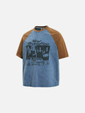 DAXUEN Oversized raglan sleeve t-shirt with graphic print
