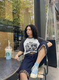 DAXUEN New Revolution vintage graphic short-sleeved T-shirt — model photo