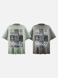 DAXUEN faded grey nine-panel newsprint graphic tee