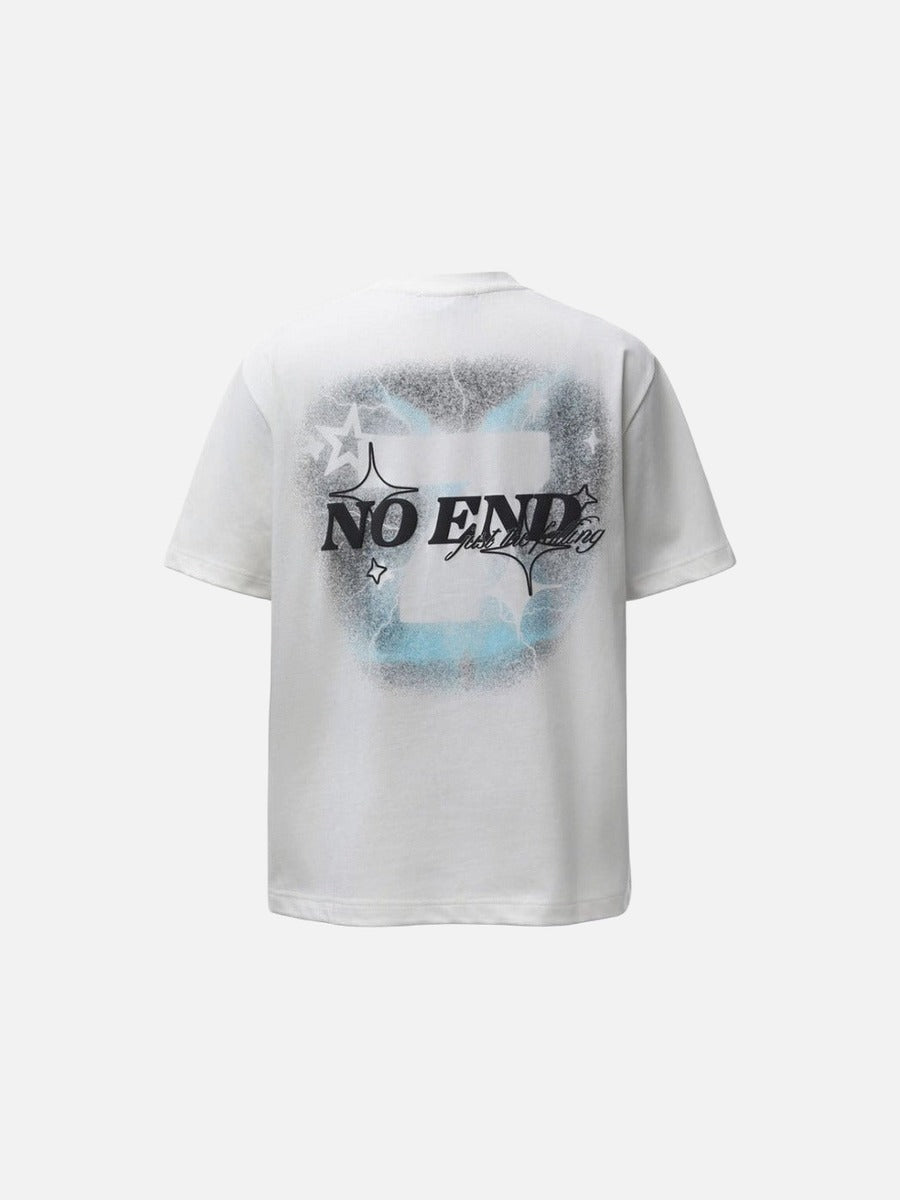 DAXUEN Oversized graphic T-shirt with text and abstract design