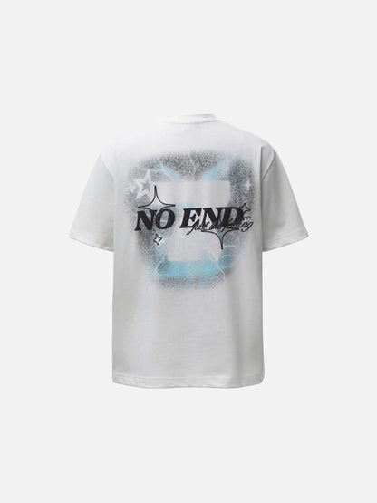 DAXUEN Oversized graphic T-shirt with text and abstract design