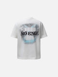 DAXUEN Oversized graphic T-shirt with text and abstract design