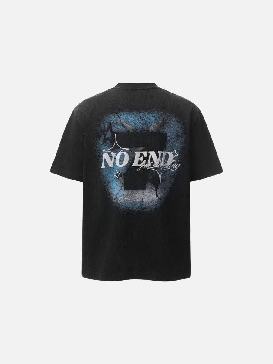 DAXUEN Oversized graphic T-shirt with text and abstract design
