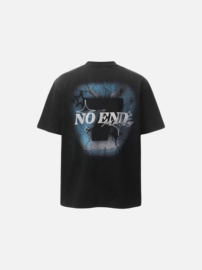 DAXUEN Oversized graphic T-shirt with text and abstract design