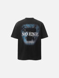DAXUEN Oversized graphic T-shirt with text and abstract design
