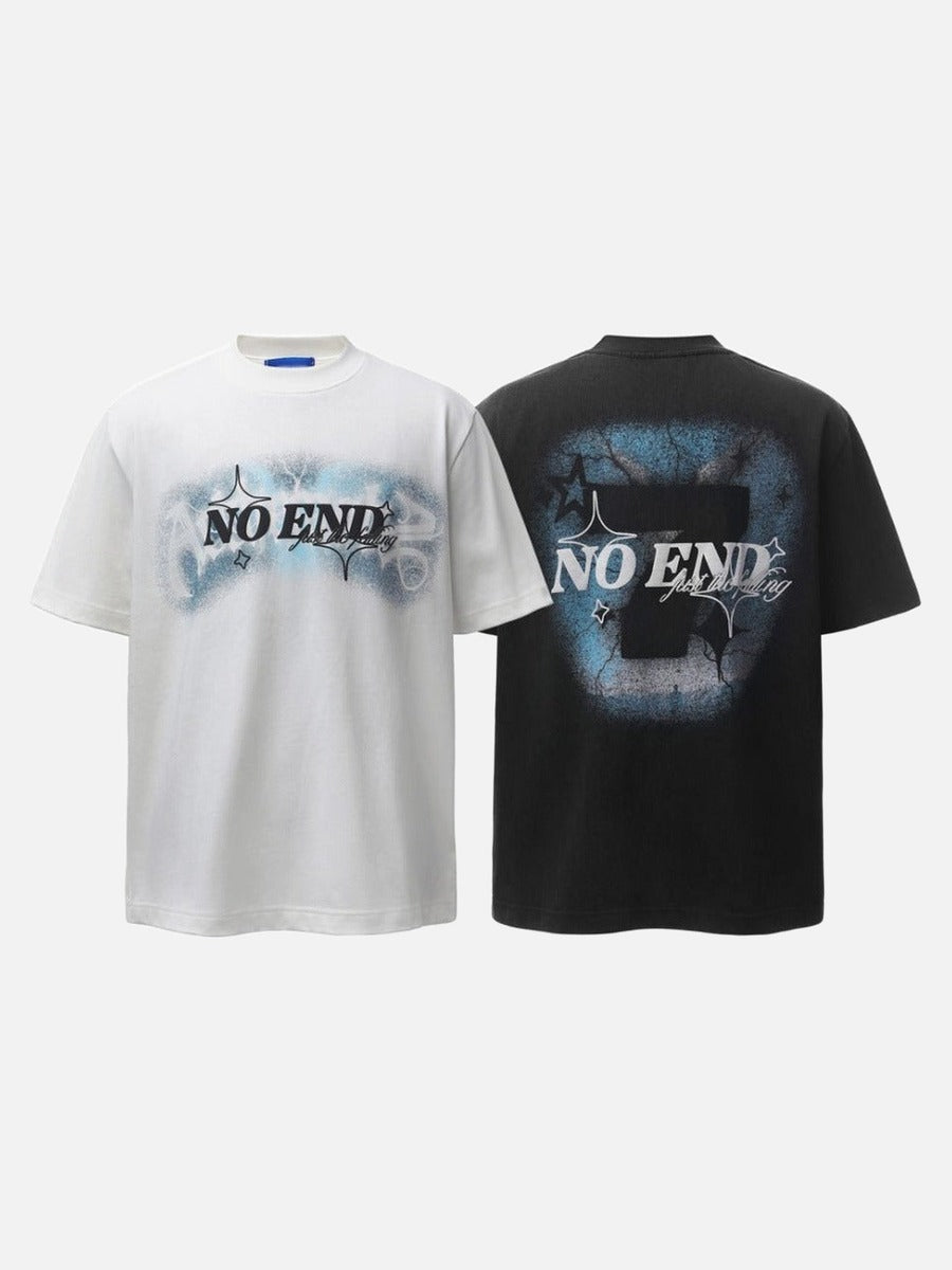 DAXUEN Oversized graphic T-shirt with text and abstract design