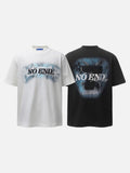 DAXUEN Oversized graphic T-shirt with text and abstract design