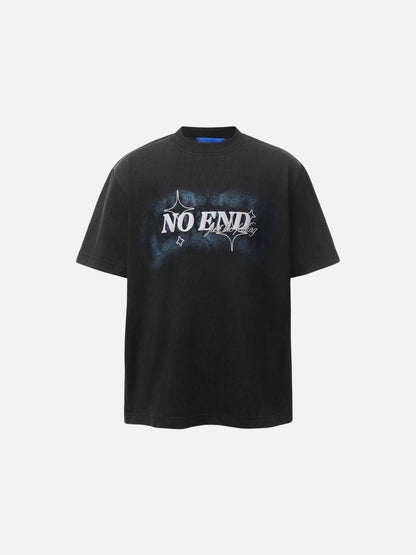 DAXUEN Oversized graphic T-shirt with text and abstract design