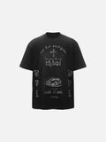 DAXUEN Distressed oversized crew-neck t-shirt with graphic prints