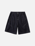 Relaxed-Fit Contrast Stitch Denim Shorts