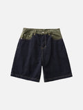 Two-Tone Casual Denim Shorts