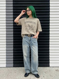DAXUEN Oversized vintage cartoon graphic T-shirt — model photo