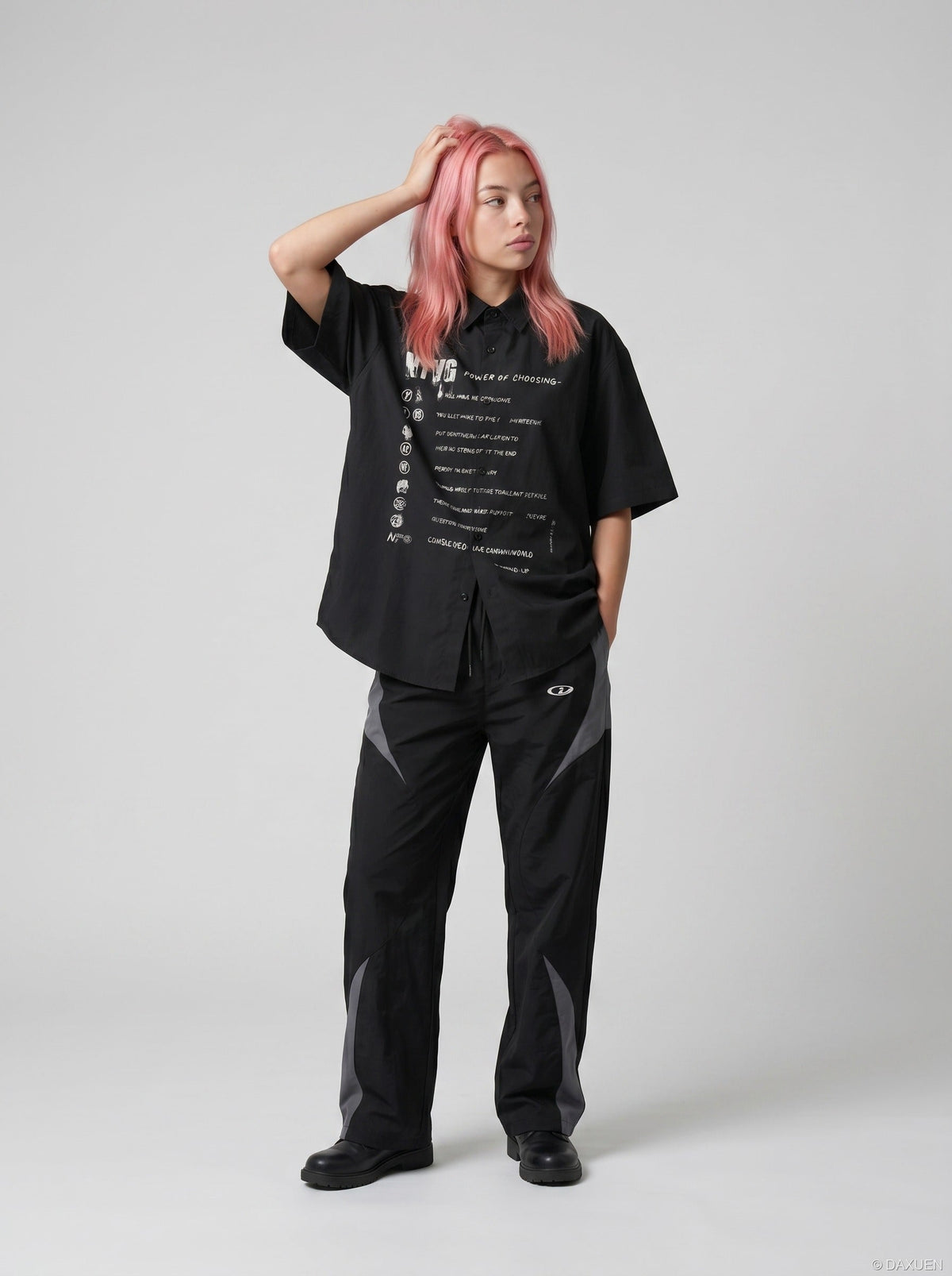 DAXUEN Short-sleeved button-down shirt with graphic print