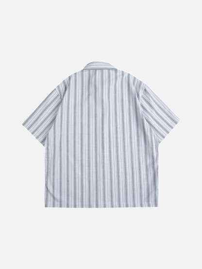 Bold Script-Text Striped Button-Up Shirt
