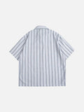 Bold Script-Text Striped Button-Up Shirt