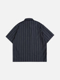 Bold Script-Text Striped Button-Up Shirt