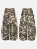 DAXUEN olive camouflage wide-leg pants with pink stripes