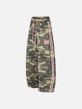 DAXUEN olive camouflage wide-leg pants with pink stripes