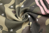 DAXUEN olive camouflage wide-leg pants with pink stripes