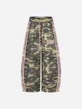 DAXUEN olive camouflage wide-leg pants with pink stripes