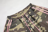 DAXUEN olive camouflage wide-leg pants with pink stripes
