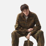 DAXUEN olive green camouflage utility jacket
