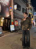 DAXUEN olive green camouflage utility jacket — model photo