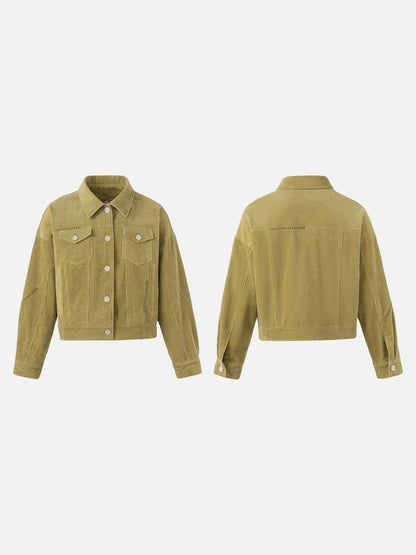 DAXUEN olive green cropped corduroy jacket