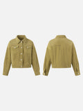 DAXUEN olive green cropped corduroy jacket
