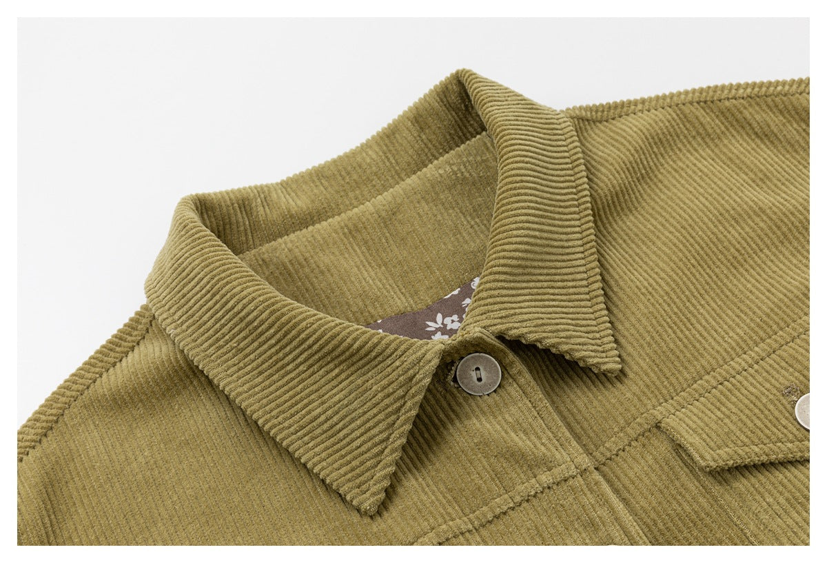 DAXUEN olive green cropped corduroy jacket