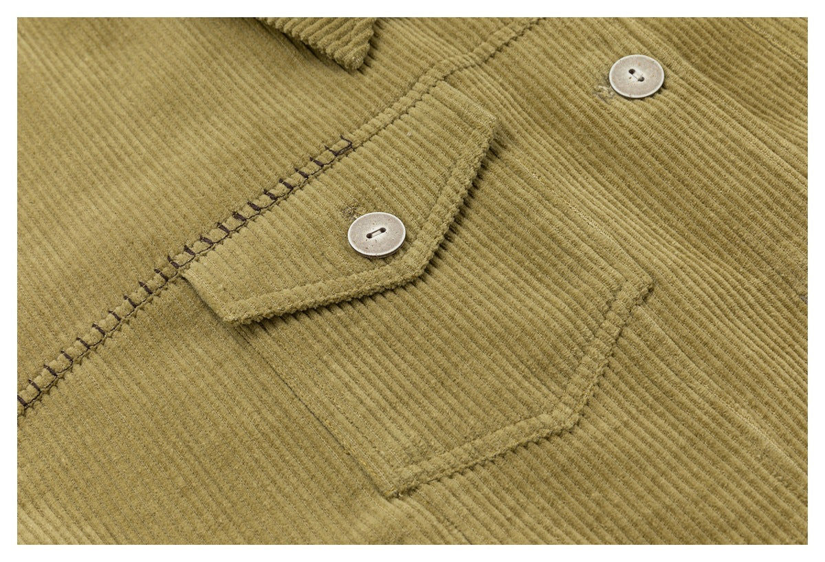 DAXUEN olive green cropped corduroy jacket